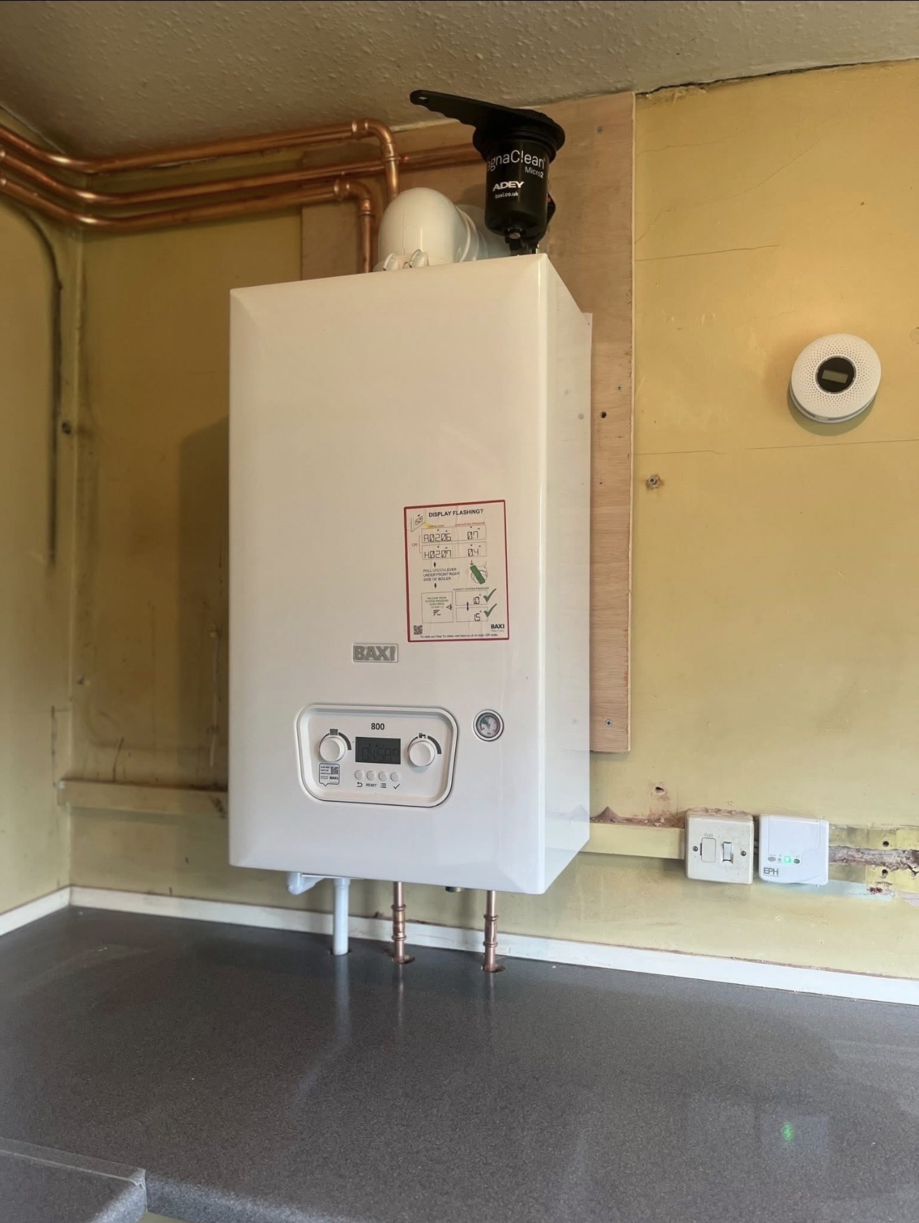 Baxi boiler installed with magnetic system filter