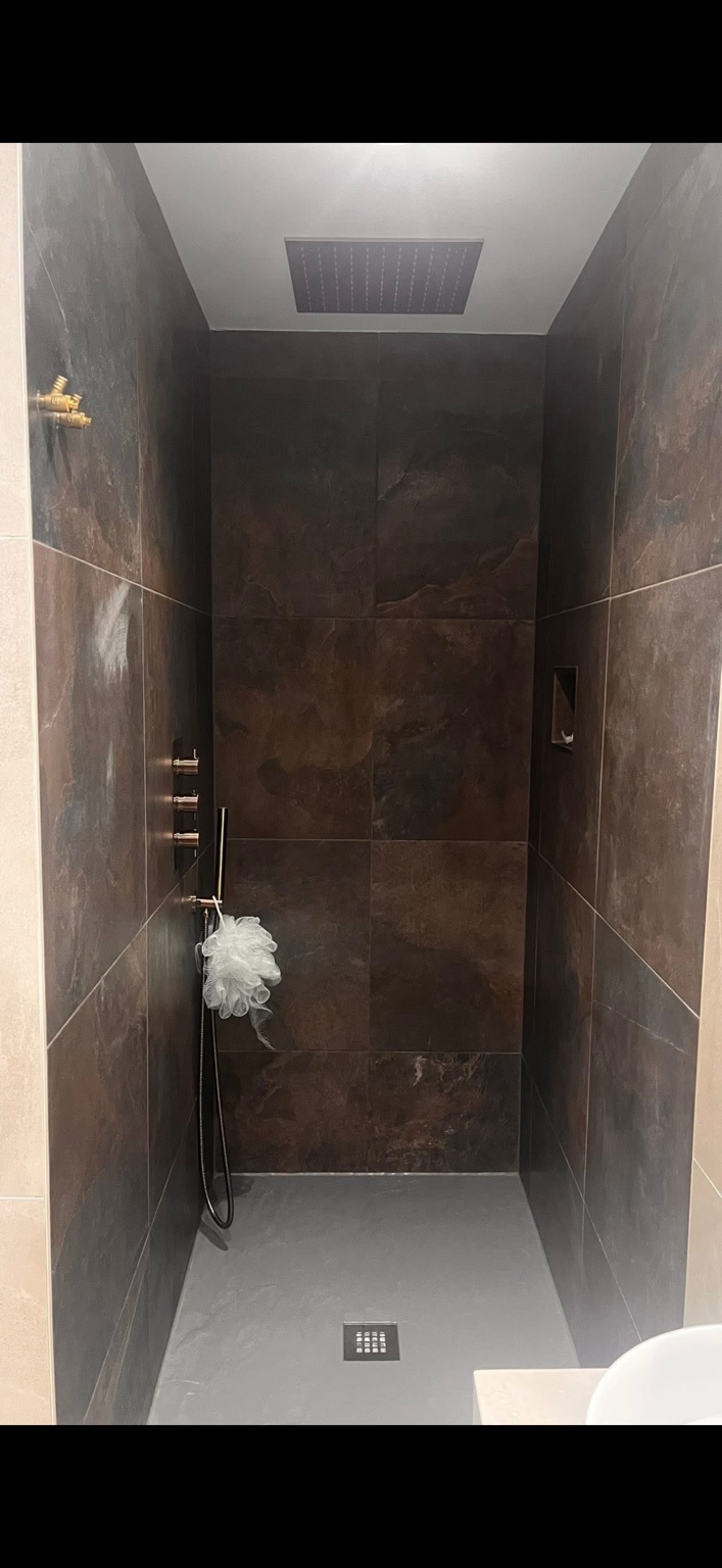 Modern walk-in shower installation